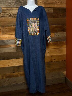 Women's African-Inspired Maxi Dress-Cotton, Festival, Boho